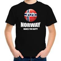 Bellatio Norway makes you happy landen t-shirt Noorwegen zwart voor kinderen