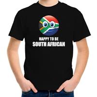 Bellatio Zuid-Afrika emoticon Happy to be South African landen t-shirt zwart kinderen (146-152) - Feestshirts