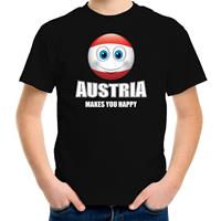 Bellatio Austria makes you happy landen t-shirt Oostenrijk zwart voor kinderen