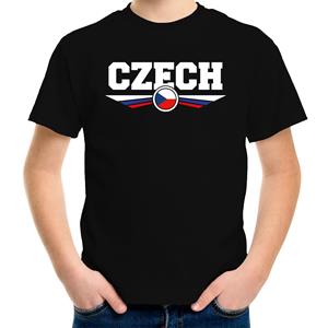 Bellatio Tsjechie / Czech landen t-shirt zwart kids (134-140) - Feestshirts
