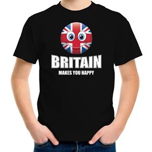 Bellatio Britain makes you happy landen t-shirt Verenigd Koninkrijk zwart voor kinderen