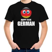 Bellatio Duitsland emoticon Happy to be German landen t-shirt zwart kinderen (158-164) - Feestshirts