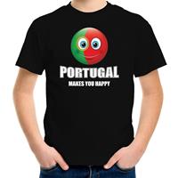 Bellatio Portugal makes you happy landen t-shirt zwart voor kinderen