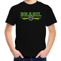 Bellatio Brazilie / Brasil landen t-shirt zwart kids (146-152) - Feestshirts