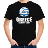 Bellatio Greece makes you happy landen t-shirt Griekenland zwart voor kinderen