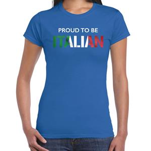 Bellatio Italie Proud to be Italian landen t-shirt blauw dames - Feestshirts