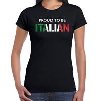 Bellatio Italie Proud to be Italian landen t-shirt zwart dames - Feestshirts