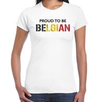 Bellatio Belgie Proud to be Belgian landen t-shirt wit dames - Feestshirts