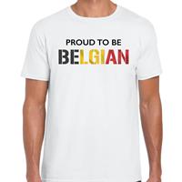 Bellatio Belgie Proud to be Belgian landen t-shirt wit heren - Feestshirts