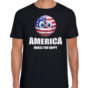 Bellatio America makes you happy landen t-shirt Amerika zwart voor heren