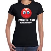 Bellatio Switzerland makes you happy landen t-shirt Zwitserland zwart voor dames