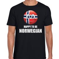 Bellatio Noorwegen emoticon Happy to be Norwegian landen t-shirt zwart heren - Feestshirts