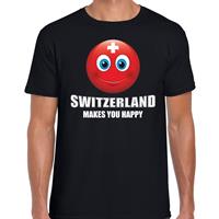 Bellatio Switzerland makes you happy landen t-shirt Zwitserland zwart voor heren