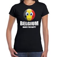 Bellatio Belgium makes you happy landen t-shirt Belgie zwart voor dames