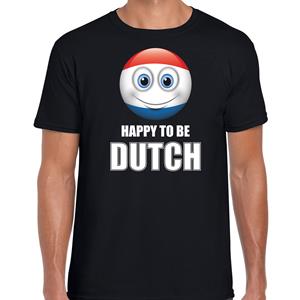 Bellatio Holland emoticon Happy to be Dutch landen t-shirt zwart heren - Feestshirts