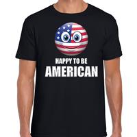 Bellatio Amerika emoticon Happy to be American landen t-shirt zwart heren - Feestshirts