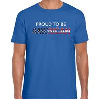 Bellatio Amerika Proud to be American landen t-shirt blauw heren - Feestshirts