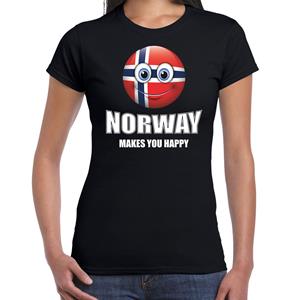 Bellatio Norway makes you happy landen t-shirt Noorwegen zwart voor dames