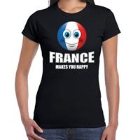 Bellatio France makes you happy landen t-shirt Frankrijk zwart voor dames