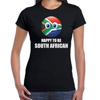 Bellatio Zuid-Afrika emoticon Happy to be African landen t-shirt zwart dames - Feestshirts