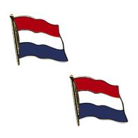 Set van 2x stuks speldjes Pin Vlag Nederland ca 20 mm - Decoratiepin/ broches