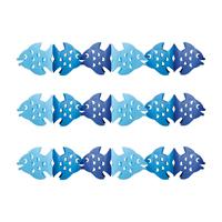Set van 3x stuks papieren thema feest slingers met blauwe vissen 3 meter -