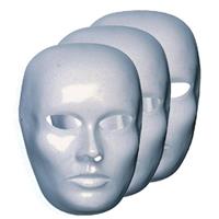 Set van 6x stuks wit blanco maskers dames gezicht - Verkleedmaskers