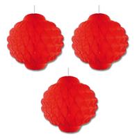 Set van 3x stuks rode Aziatische thema decoratie lampionnen 30 cm - Hangdecoratie
