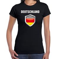 Bellatio Duitsland landen supporter t-shirt met Duitse vlag schild zwart dames - Feestshirts