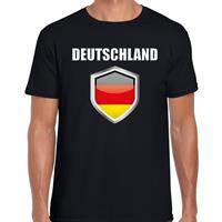 Bellatio Duitsland landen supporter t-shirt met Duitse vlag schild zwart heren - Feestshirts