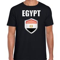 Bellatio Egypte landen supporter t-shirt met Egyptische vlag schild zwart heren - Feestshirts