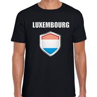Bellatio Luxemburg landen supporter t-shirt met Luxemburgse vlag schild zwart heren - Feestshirts