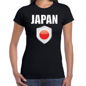 Bellatio Japan landen supporter t-shirt met Japanse vlag schild zwart dames - Feestshirts