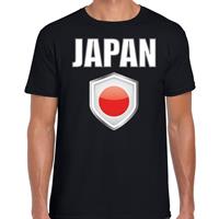 Bellatio Japan landen supporter t-shirt met Japanse vlag schild zwart heren - Feestshirts