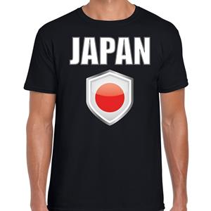 Bellatio Japan landen supporter t-shirt met Japanse vlag schild zwart heren - Feestshirts