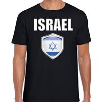 Bellatio Israel landen supporter t-shirt met Israelische vlag schild zwart heren - Feestshirts