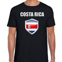 Bellatio Costa Rica landen supporter t-shirt met Costa Ricaanse vlag schild zwart heren - Feestshirts