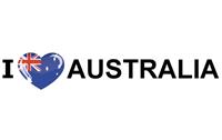 Bellatio Set van 5x stuks i Love Australia vlag sticker 19.6 cm - Feeststickers