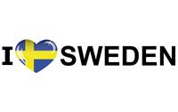 Bellatio Set van 5x stuks i Love Sweden vlag sticker 19.6 cm - Feeststickers