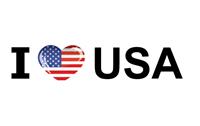Bellatio Set van 5x stuks i Love USA vlag sticker 19.6 cm - Feeststickers