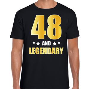 Bellatio 48 and legendary verjaardag cadeau t-shirt goud 48 jaar zwart voor heren