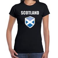 Bellatio Schotland landen supporter t-shirt met Schotse vlag schild zwart dames - Feestshirts