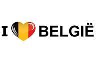 Bellatio Set van 10x stuks i Love Belgie vlag sticker 19.6 cm - Feeststickers