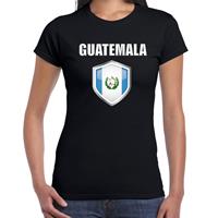 Bellatio Guatemala landen supporter t-shirt met Guatemalense vlag schild zwart dames - Feestshirts