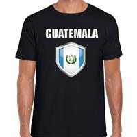 Bellatio Guatemala landen supporter t-shirt met Guatemalense vlag schild zwart heren - Feestshirts
