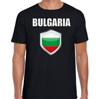 Bellatio Bulgarije landen supporter t-shirt met Bulgaarse vlag schild zwart heren - Feestshirts