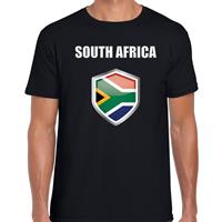 Bellatio Zuid Afrika landen supporter t-shirt met Zuid Afrikaanse vlag schild zwart heren - Feestshirts