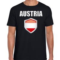 Bellatio Oostenrijk landen supporter t-shirt met Oostenrijkse vlag schild zwart heren - Feestshirts