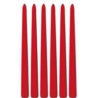 Trend Candles 6x Lange kaarsen rood 30 cm 13 branduren dinerkaarsen/tafelkaarsen - Dinerkaarsen
