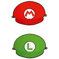Super Mario feest thema hoedjes 16x stuks - Verkleedhoofddeksels